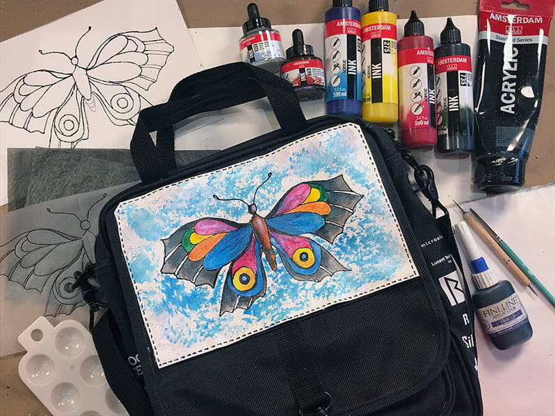 personnaliser son sac de transport avec l,encre acrylique 800pix